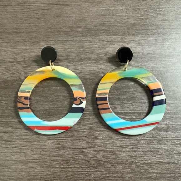 Retro Acrylic Striped Boho Earrings - Picture 1 of 4